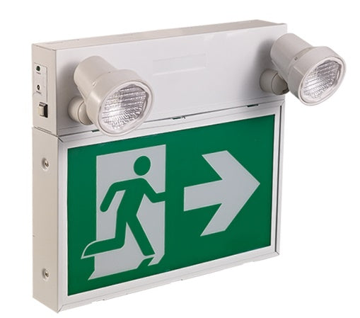 LED Emergency Light-Runningman Exit Sign With Twin Heads (Steel Housing)